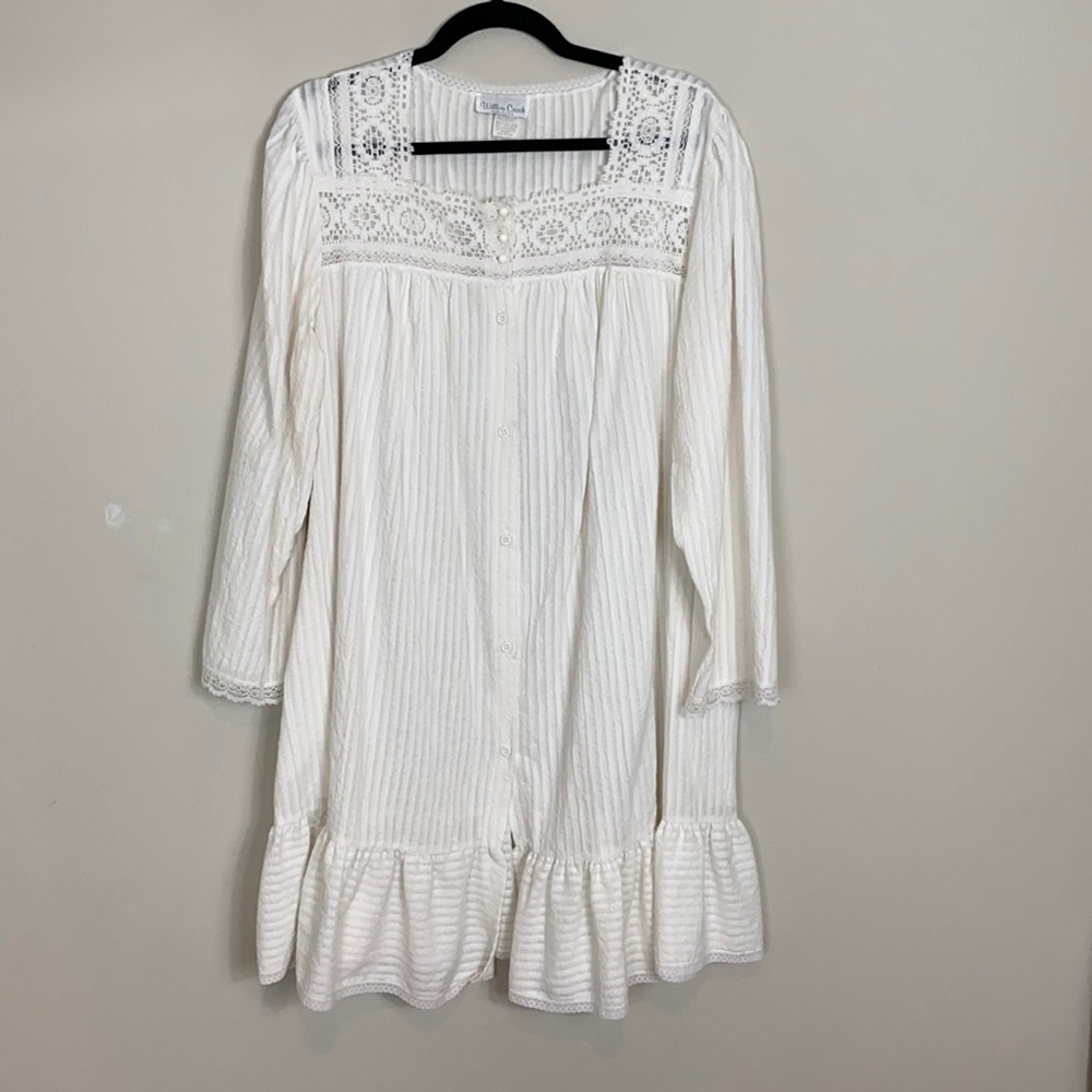 Vintage Willow Creek White Prairie Mini Shirt Dress